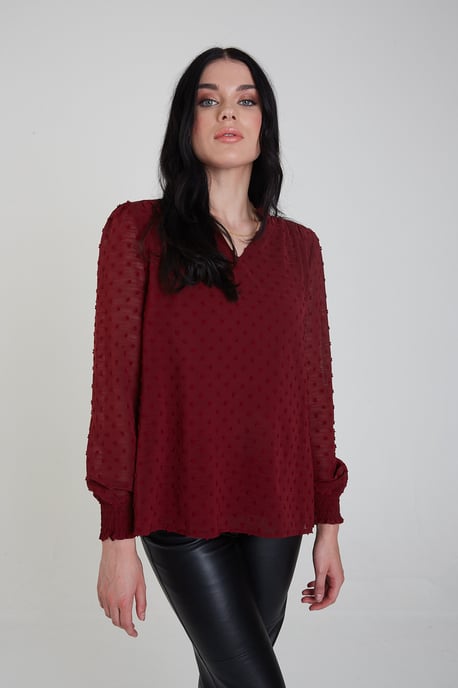 Dobby Chiffon Long Sleeve Blouse - Image 2