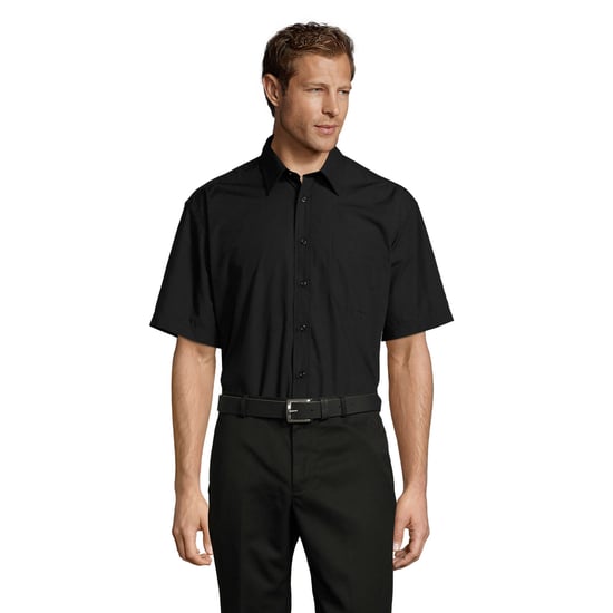 SOLS Heren Bristol Poplin Overhemd met Korte Mouwen (Zwart) - Image 1