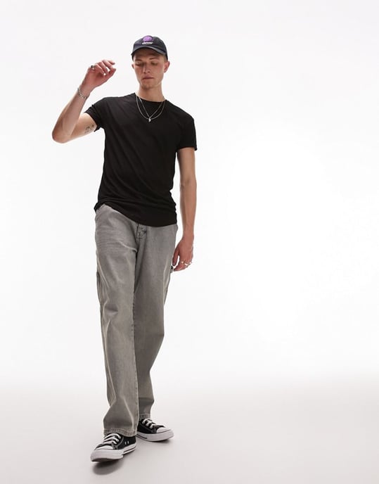 Topman longline t-shirt in black