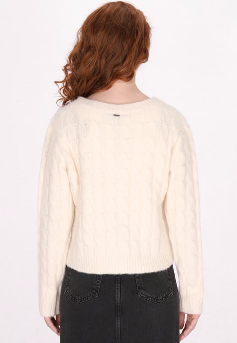 Dreimaster Vest Dames wol wit melange - Image 4