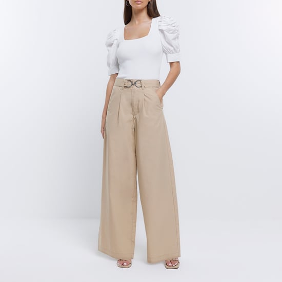 River Island Womens Top White Ruched Short Sleeve