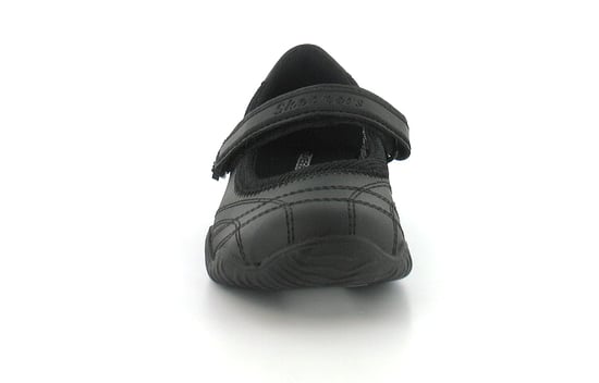 Nieuwe Meisjes Zwarte Leren Skechers School Sneakers met Klittenbandsluiting - Image 2