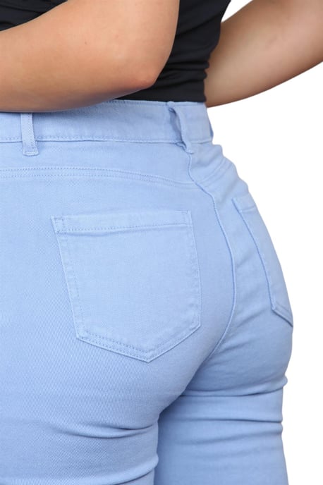 M&Co Womens High Rise Tapered Straight Leg Mom Jeans in Sky Blue - Image 5