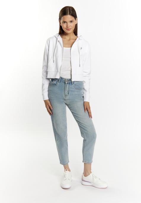 Mymo Bijgesneden hoodie met rits Dames wit - Image 2