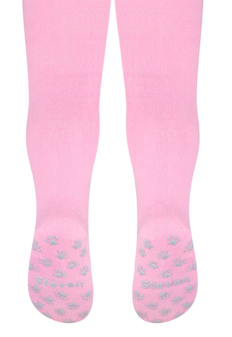 Steven - Baby Cotton Tights with Anti-Slip Grips - Paws (Pink) - Image 2
