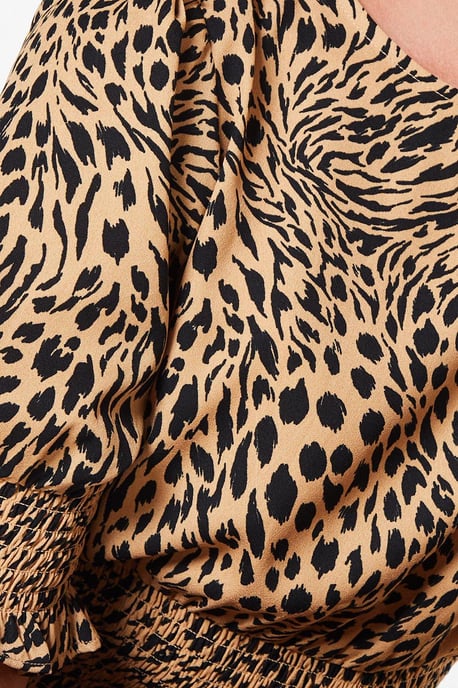 Animal Shirred Waist Maxi Dress