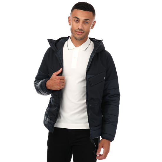 Men's C.P. Company Shell-R Mixed Google Jacket in Navy