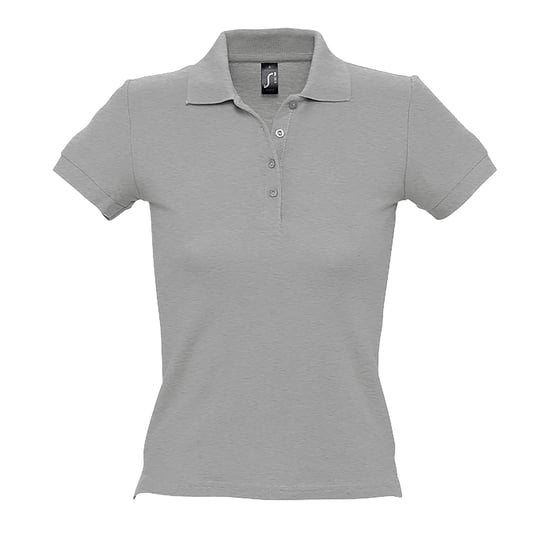 SOLS Womens/Ladies People Pique Short Sleeve Cotton Polo Shirt (Grey Marl) - Image 1