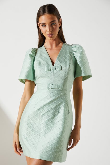 Jacquard Bow Mini Dress