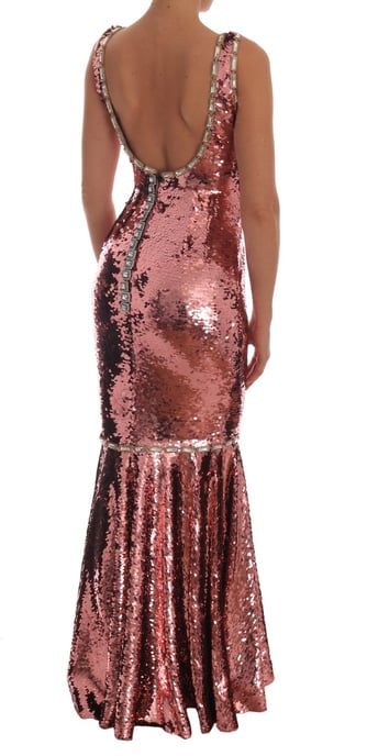 Dolce & Gabbana Damesjurk met roze lovertjes en kristallen jurk - Image 3