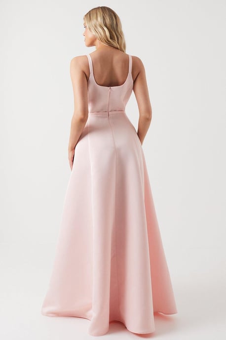 Structured Satin Corset Full Skirt Bridesmaids Dress - Image 3