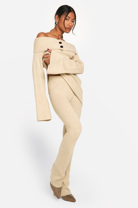Premium Rib Knitted Flare Trousers