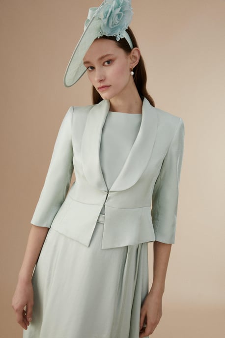 Lisa Tan Shimmer Peplum Hem Jacket