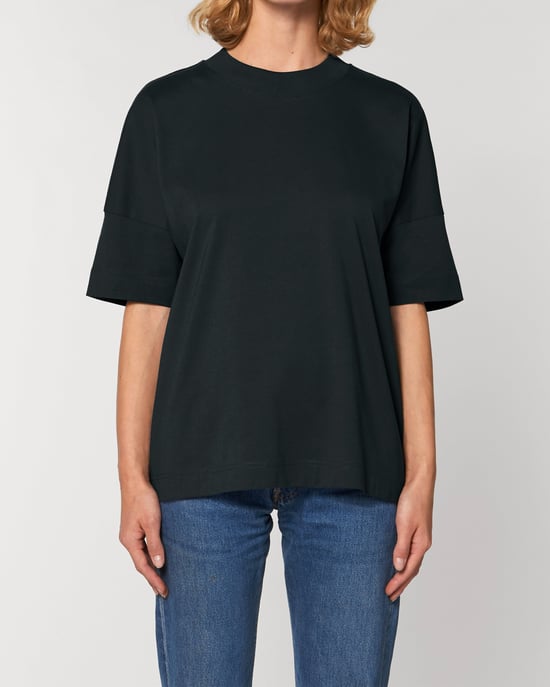 Mantra Unisex Oversized High Neck T-Shirt in Black