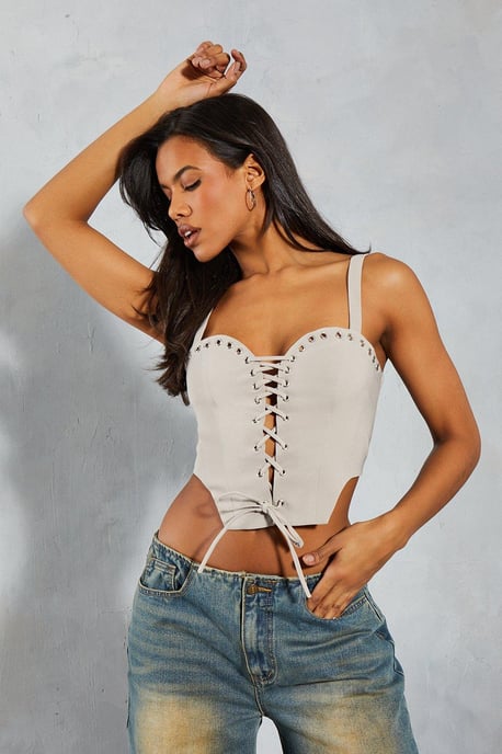 Eyelet Lace Up Corset Top