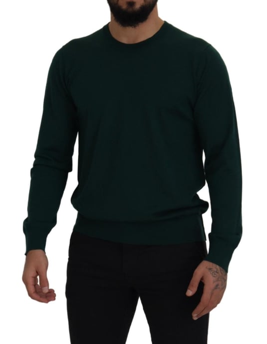 Dolce & Gabbana Grön Cashmere Rundhals Tröja Herrsweater - Image 5