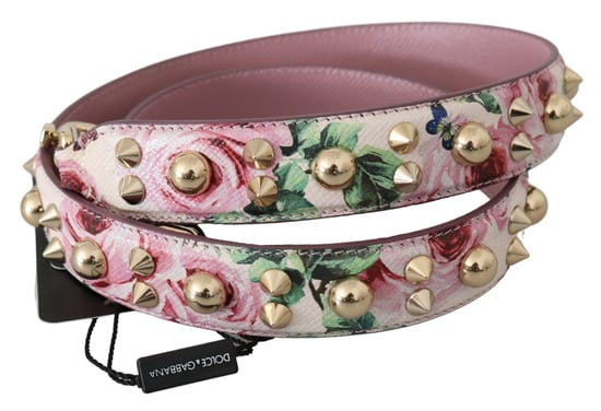 Dolce & Gabbana Pink Bloem Leather Stud Accessoire Schouder damesriem - Image 2