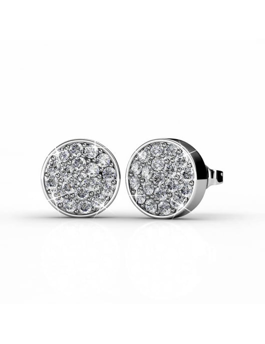 Round Earrings - Silver and Crystal - Image 1