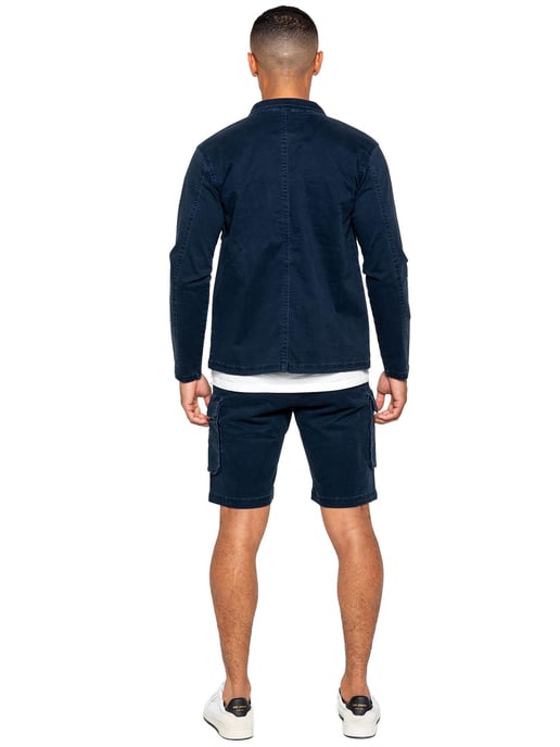 Enzo | Mens Cargo Tracksuit With Shorts Set - Navy - Image 3