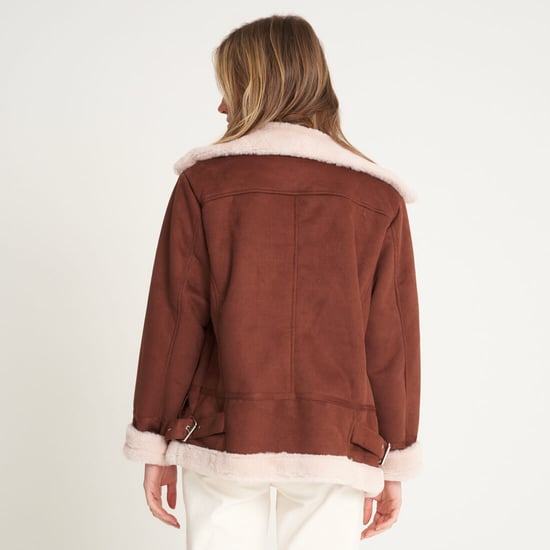 Barneys Originals Curve Faux Fur Aviator Coat