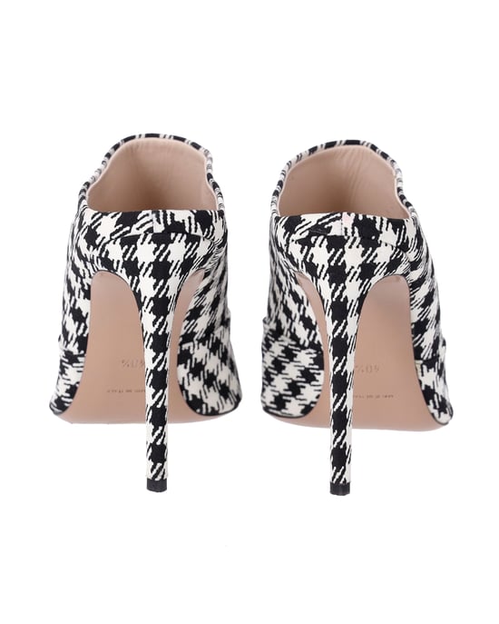 Altuzarra Checkered Davidson Houndstooth Mules in White Canvas