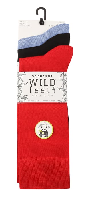 Wild Feet - 3 Pack Mens Breathable Plain Coloured Bamboo Socks - Image 2