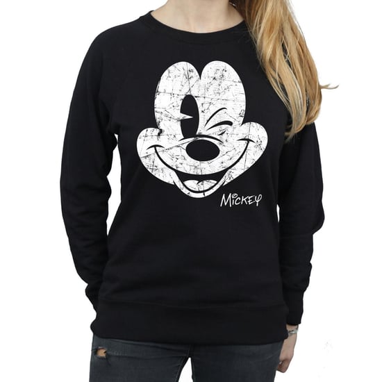Disney Womens/Ladies Mickey Mouse Face Sweatshirt (Black)