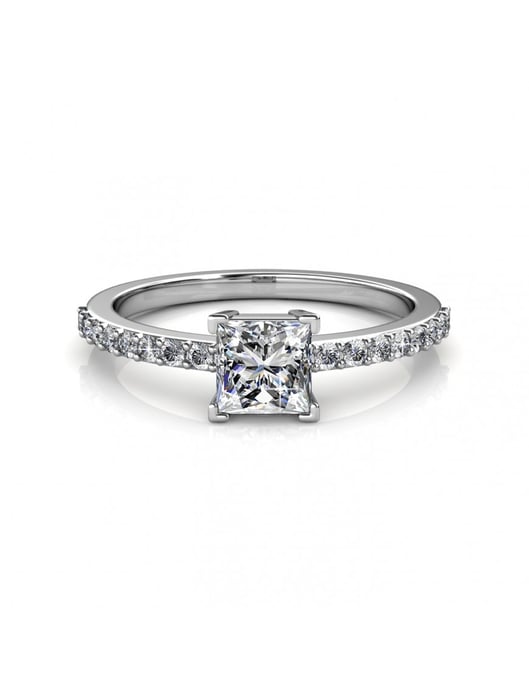 Enkel fyrkantig ring - silver och kristall - Image 3