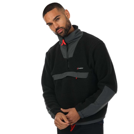 Men's Berghaus Oversized Fleece Half Zip Smock in Black Grey - Image 1