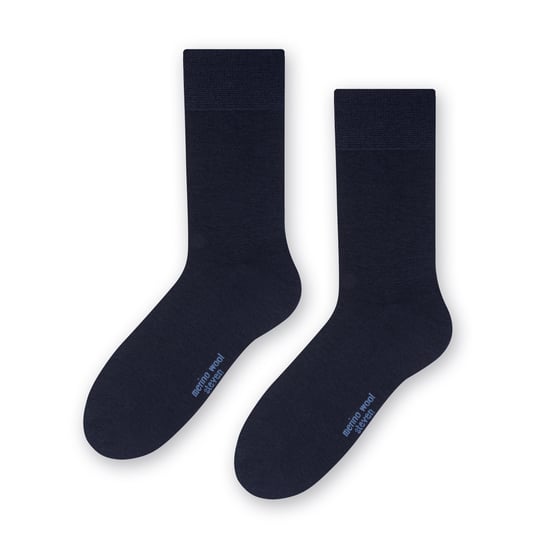 Merinoullstrumpor för herrar | Steven | Varma stickade ribbade klänningsstrumpor - Marinblå - Image 1