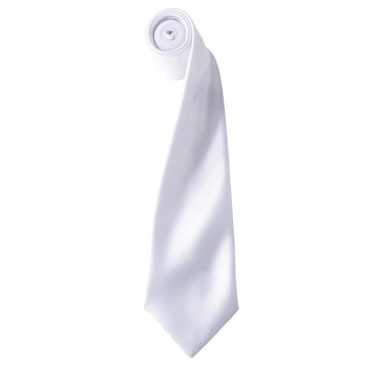 Premier Mens Plain Satin Tie (Narrow Blade) (White) - Image 1