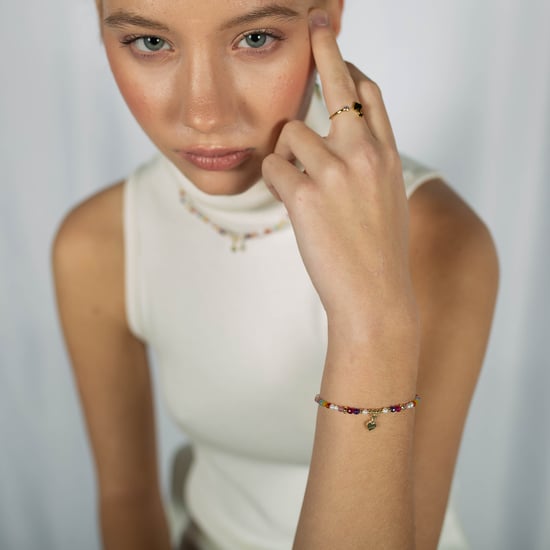 Luxenter nymox bracelet in 925 sterling silver and multicoloured crystal with 18 carat yellow gold coating finish