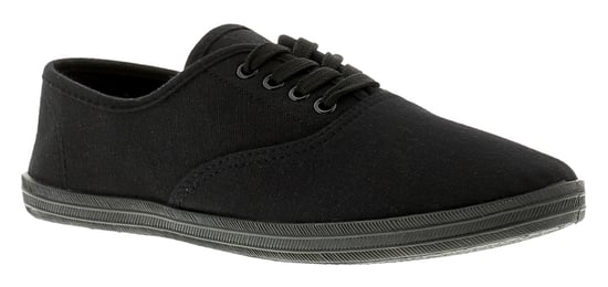 Platino Womens Canvas Pumps Plimsolls Monster Lace Up black