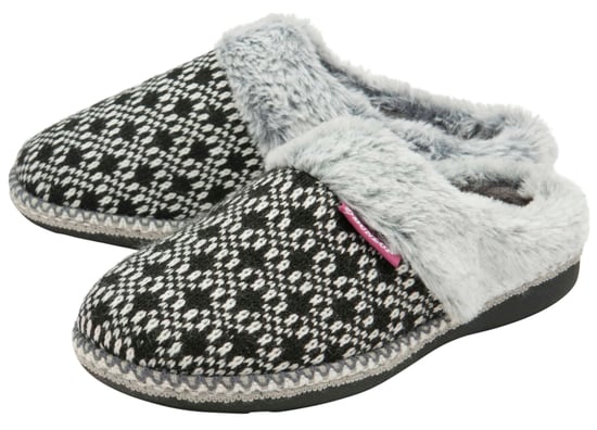 Dunlop - Ladies Cute Cosy Plush Memory Foam Knitted Slippers With Open Back Mules - Image 2