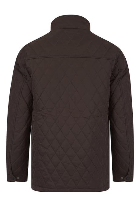 Brown Diamond Quilted Funnel-Neck Jacket