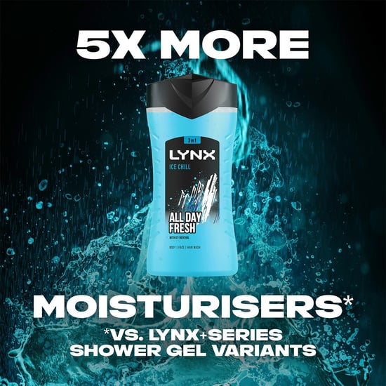 Lynx Ice Chill 12-H Refreshing Fragrance Shower Gel Body Wash for Men, 3x225ml