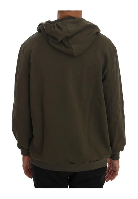 Daniele Alessandrini Men's Green Full Zipper Hodded Cotton Sweater - Image 3