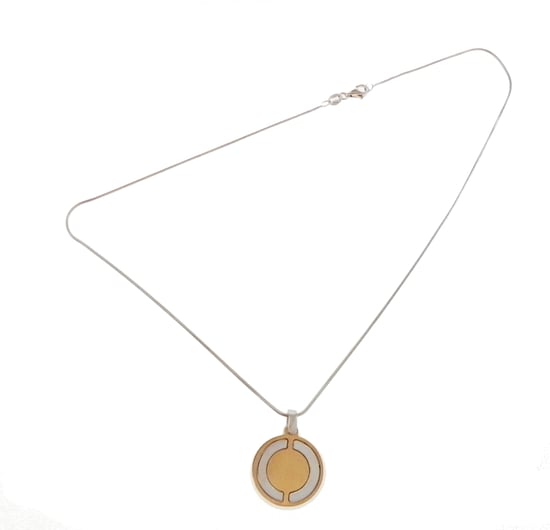 Orphelia Women's 925 Sterling Silver Pendant with Chain - Silver/Gold ZK-2634 - Image 2