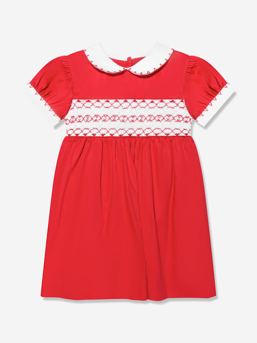 Rachel Riley Baby Girls Classic Smocked Dress And Bloomers in Red