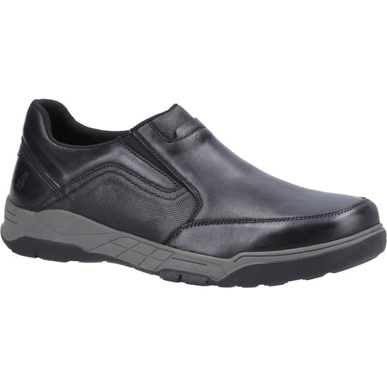 Hush Puppies Mens Fletcher Leather Shoes (Black) - Image 1