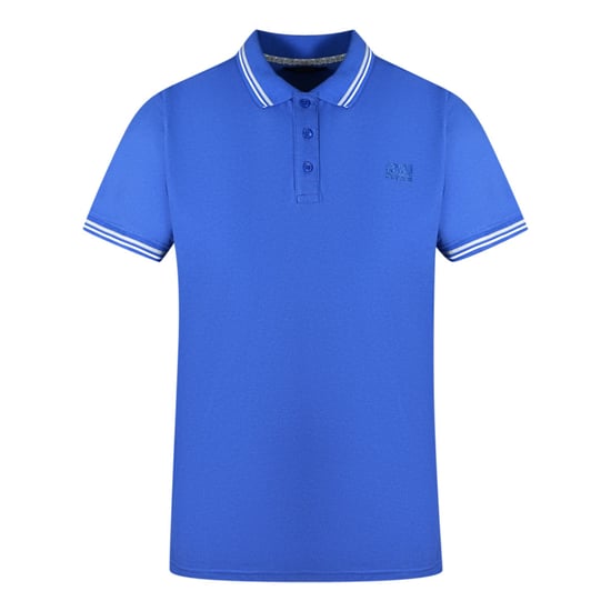 Cavalli Class Twinned Tipped Collar Blue Polo Shirt - Image 1