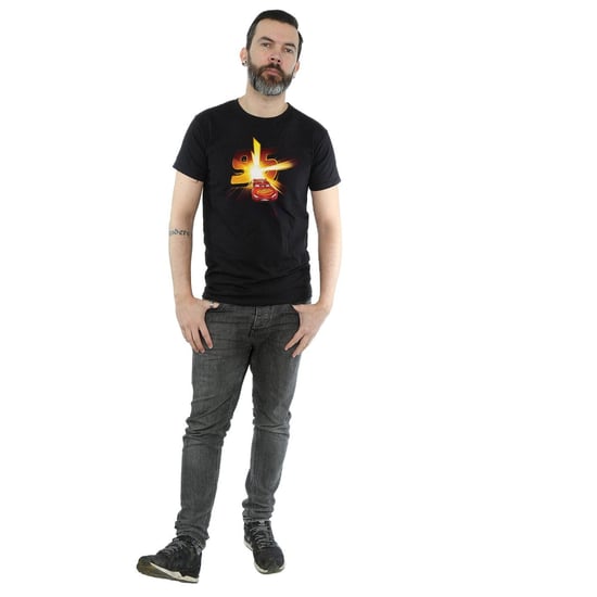 Disney Mens Cars Lightning McQueen Burst T-Shirt (Black)