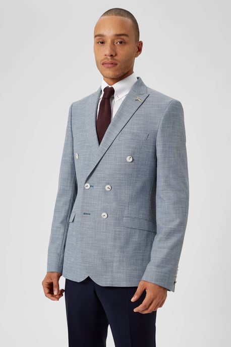 Casper Slim Fit Blue Double Breasted Blazer