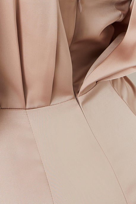 Petite Ruched Waist Detail Satin Gown