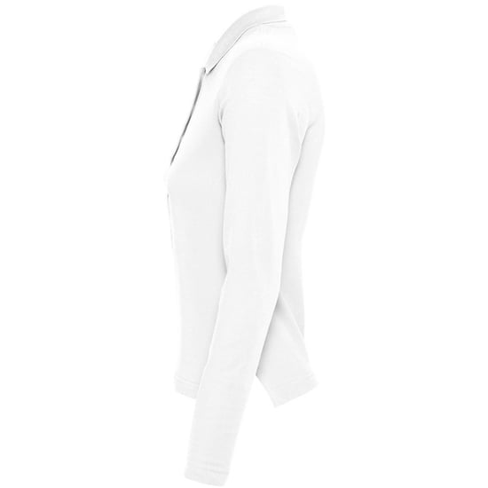 SOLS Dames/dames Podium Lange Mouw Pique Katoenen Polo Shirt (Wit) - Image 3
