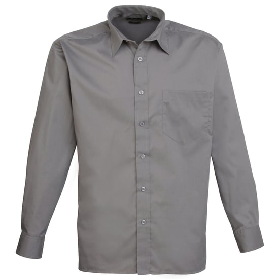 Premier Heren Premier Poplin Formeel Overhemd Met Lange Mouwen (Donkergrijs) - Image 1
