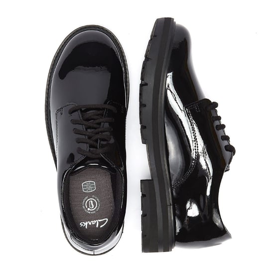 Clarks Prague Lace O Youth Patent Shoes - Image 6