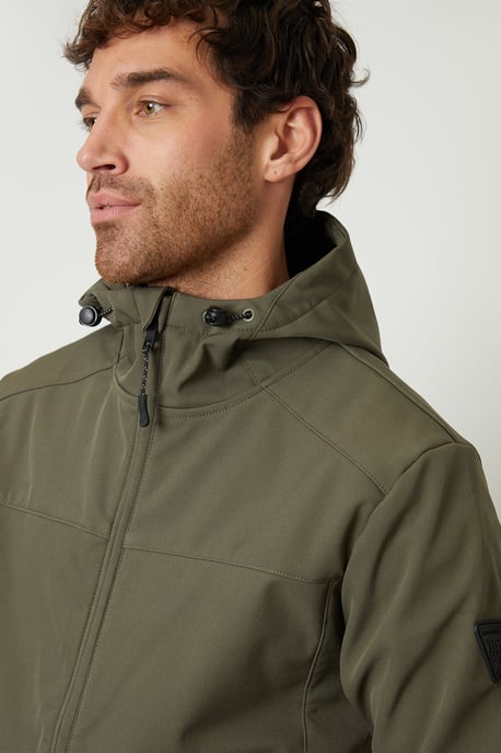 Khaki Fleece Lined Hooded Jacket
