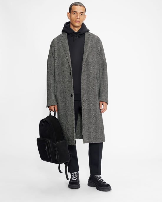 Ted Baker Travers Herringbone Coat, Black