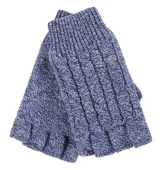 Heat Holders - Kabelgebreide dameshandschoen zonder vingers - Blauwe Merel - Image 1